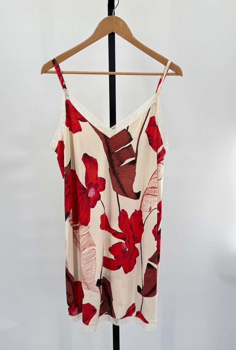 Soma Cool Nights Stretch Knit Floral Built-in Bra XL Nightgown Camisole